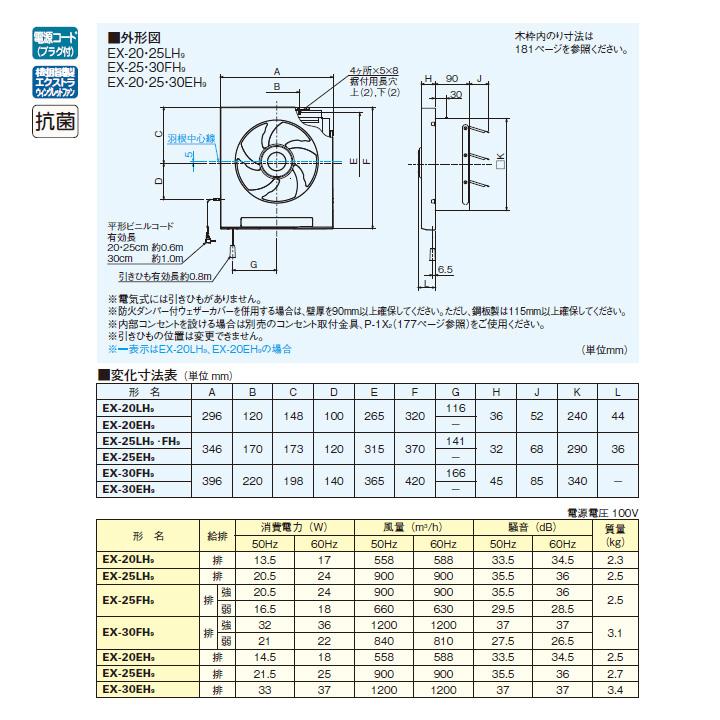 【EX-20EH9】三菱 標準換気扇 クリーンコンパック スタンダードタイプ台所用 電気式シャッター 引きひもなし MITSUBISHI | 三菱 | 01