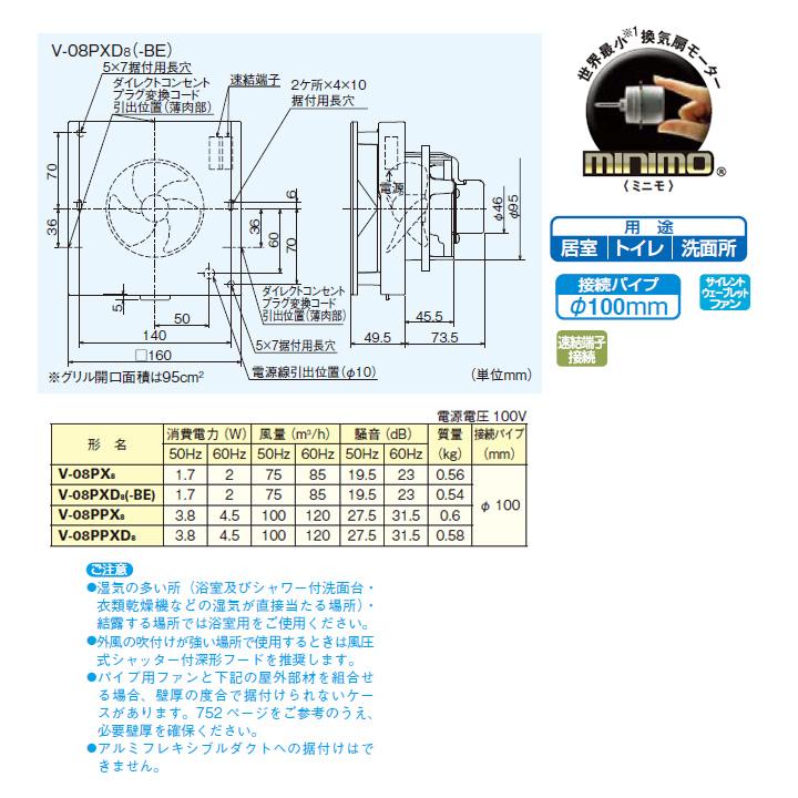 【V-08PXD8】三菱 パイプ用ファン インテリアパネル V-08PXD7後継機種 MITSUBISHI | 三菱 | 01