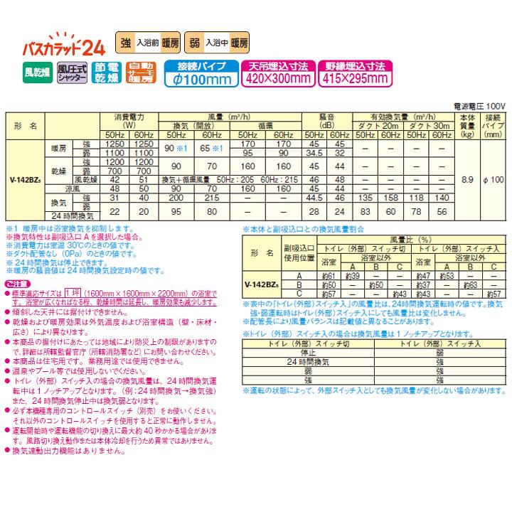 【在庫有り】【V-142BZ5】三菱 バス乾燥・暖房・換気システム 24時間換気機能付 2 部屋換気用 V-142BZ2後継機種 MITSUBISHI | 三菱 | 02
