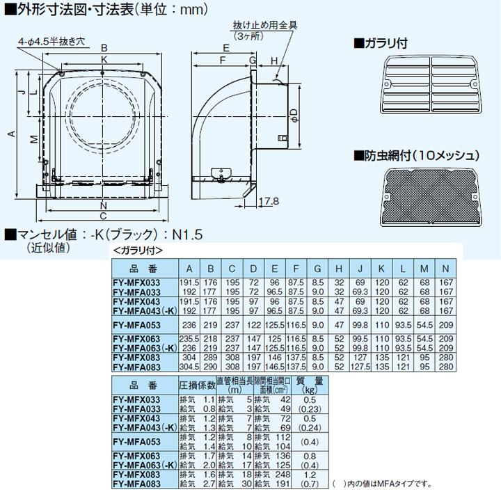 Panasonic（パナソニック） 【FY-MFX043】パナソニック パイプフード