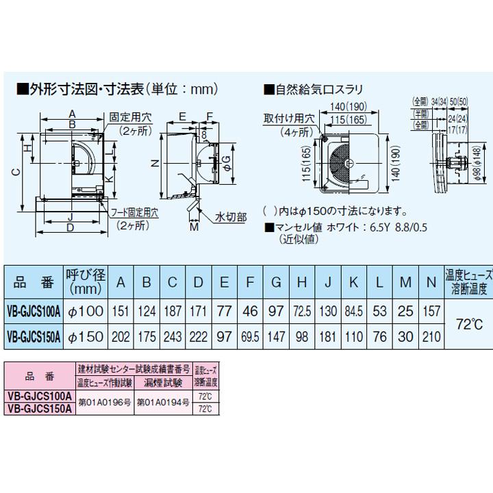 【VB-GJCS100A】パナソニック ダクト用エクステリア部材  遮蔽板付 防火ダンパー・着脱ガラリ付）＋自然給気口スラリ 給気清浄フィルター付 panasonic | Panasonic | 01