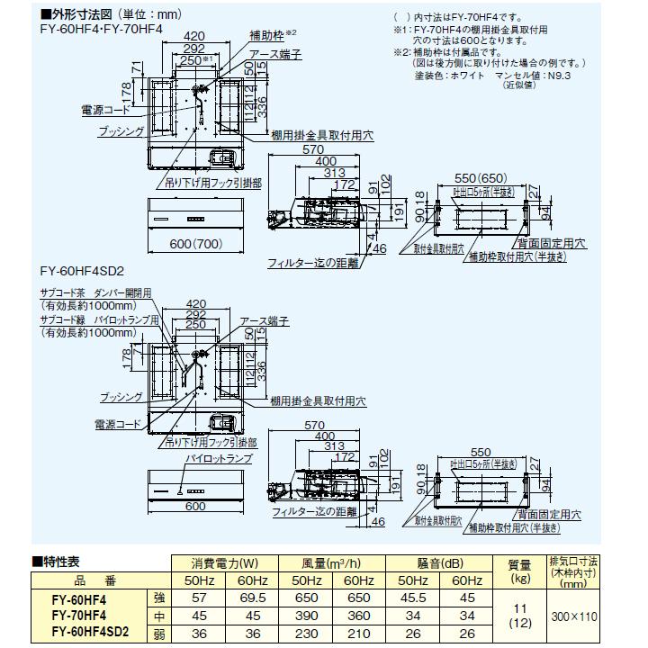 【FY-60HF4】パナソニック 浅形レンジフード 浅形レンジフード ターボファン 角ダクト接続形 panasonic | Panasonic | 01