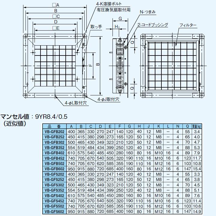 【VB-GFB202】パナソニック 有圧換気扇用部材 フィルターボックス 鋼板製 panasonic | Panasonic | 01