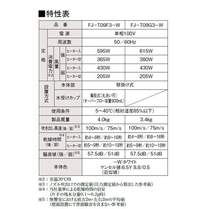 Panasonic 【FJ-T09G3-W】パナソニック ハンドドライヤー Panasonic 【FJ-T09G3-W】パナソニック ハンドドライヤー