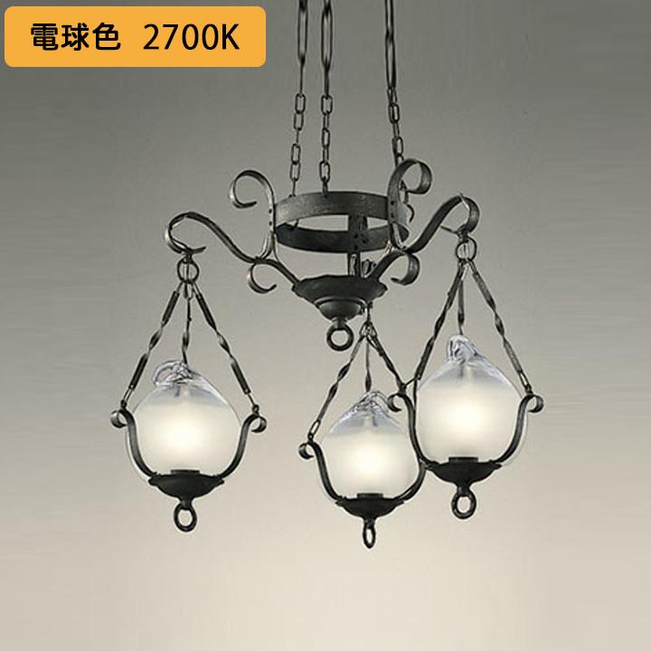 【OC006962LCR】オーデリック シャンデリア LED電球シャンデリア球形 高演色LED 白熱灯器具40W×3灯相当 調光器別 電球色 (構成：OC006962#×1) + (NO253FL×3) | ODELIC