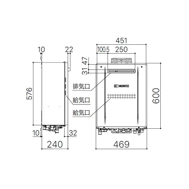 【GTH-C2459PAWD-1 BL】ノーリツ 高効率ガス温水暖房付ふろ給湯器 設置フリー型 屋外壁掛形 プレミアム 都市ガス | ノーリツ | 01