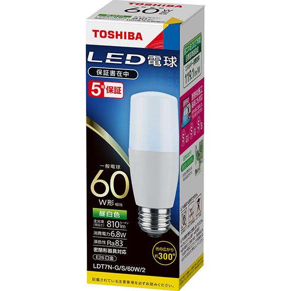 【LDT7N-G/S/60W/2】東芝 LED電球 E26口金T形 配光角約300度タイプ(昼白色/断熱材施工器具対応) 60Ｗ形相当 【TOSHIBA】 | TOSHIBA | 01