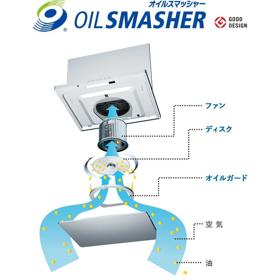 リンナイ　レンジフード　OGRシリーズ　クリーンフード（オイルスマッシャー・スリム型）　グレーメタリック　75cm幅　左排気