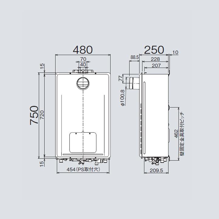 【RUFH-UE2407AT2-3(A)】リンナイ ガス給湯暖房用熱源機 RUFH-UEシリーズ フルオート PS扉内設置型/PS前排気型 24号 都市ガス RINNAI | リンナイ | 01