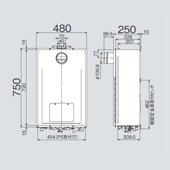 リンナイ　ガス給湯暖房用熱源機　RUFH-UEPシリーズ　フルオート　24号　PS扉内設置型　PS前排気型　プロパン　RINNAI