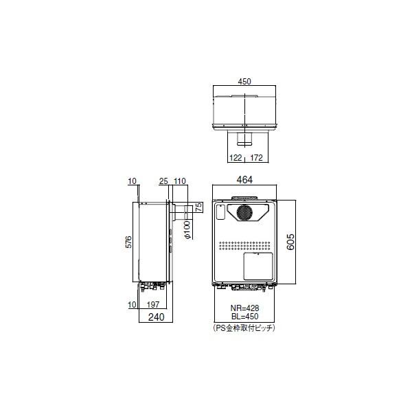【GTH-2445SAWX-T-1 BL】ノーリツ 24号ガス温水暖房付ふろ給湯器オートタイプ 暖房温水1温度 PS扉内設置形(超高層耐風仕様)  【noritz】 | ノーリツ | 01