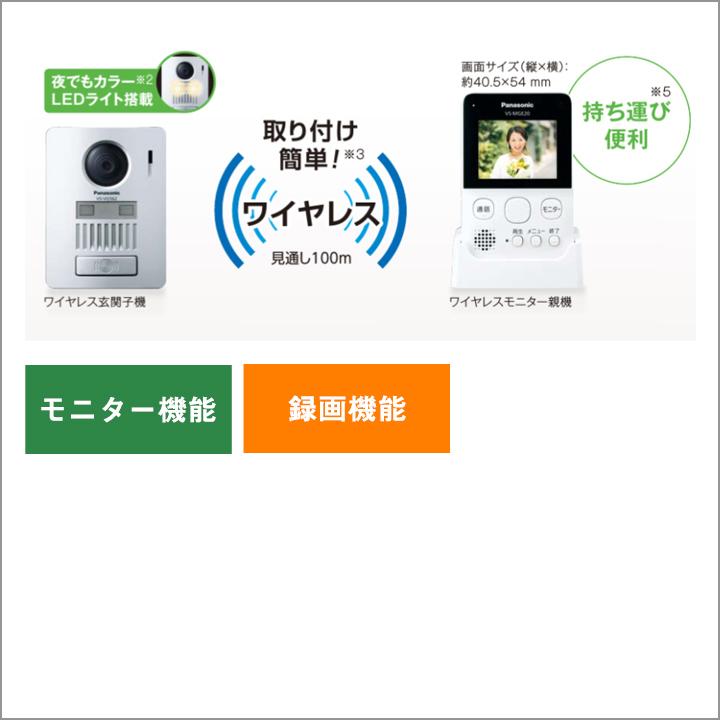 【在庫有り】パナソニック VS-SGE20LA  配線工事不要無線でつながるワイヤレスドアホン ワイヤレス玄関子機＋モニター機のセット | Panasonic | 01