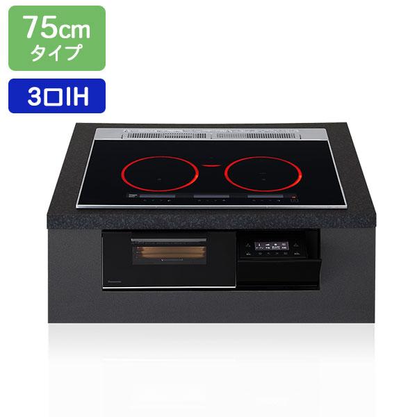 【在庫有り】【KZ-A1M7K】パナソニック IHクッキングヒーター Aシリーズ 3口IH シングル（右IH）オールメタル対応 75cm幅 ジェットブラック/ブラック panasonic | Panasonic