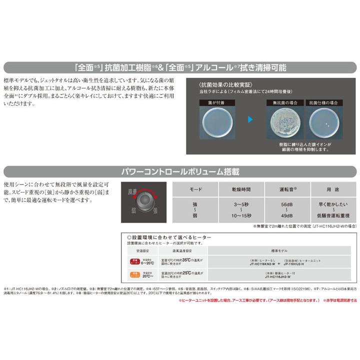 【在庫有り】【JT-HC116JH2-W】三菱 ジェットタオル スリムタイプ 標準モデル 簡易ヒーター付 100V（50Hz/60Hz） MITSUBISHI | 三菱電機 | 01