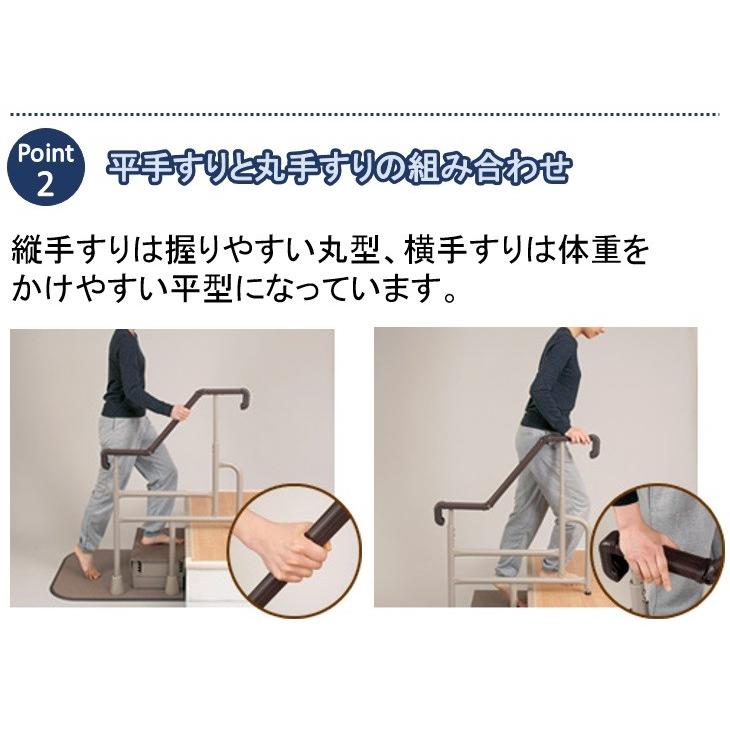 玄関用 自在手すり ツインディ 両手すり踏み台付 XPN-L80201 介護用品