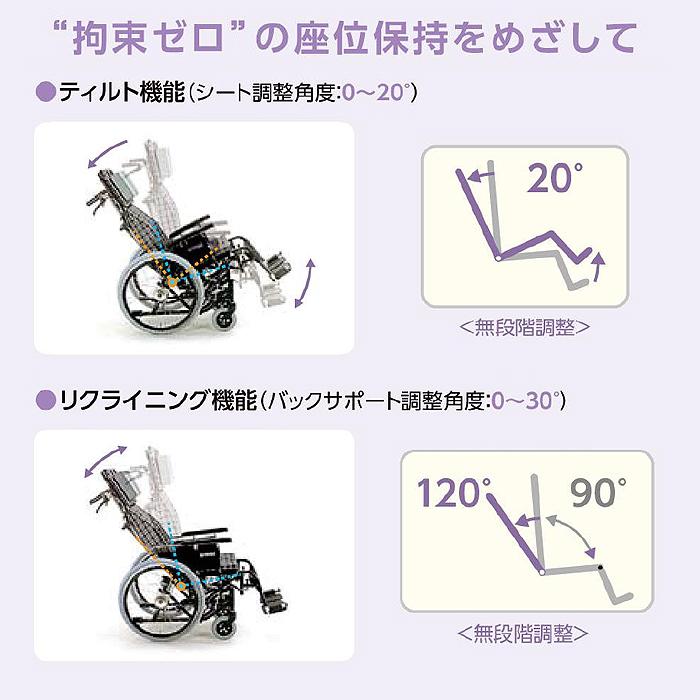 KXL 車椅子 車いす 車イス リクライニング ティルト 移動 介護 病院 施設 KXLシリーズ ティルト&リクライニング KXL16-42