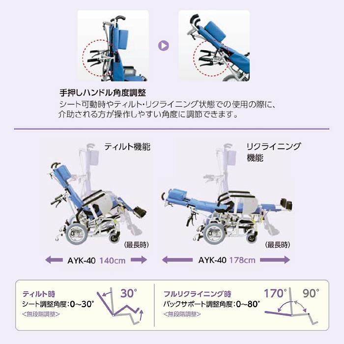 【最終値下げ】 クリオネット 車椅子 車いす 車イス リクライニング ティルト 介護 病院 施設 クリオネットシリーズ あい＆ゆうき AYK-40 【WS2111163396】(74060円)