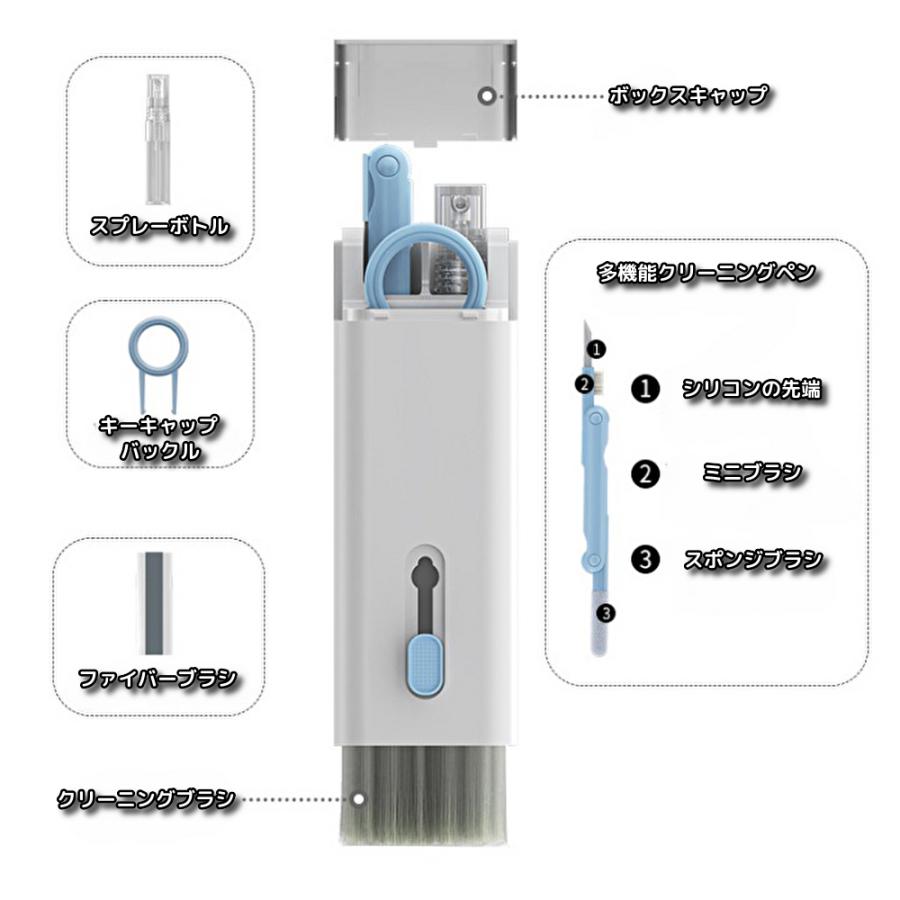 パソコンクリーナー 卓上クリーナー スマホ キーボード イヤホン デスク周り ブラシ 多機能 掃除 軽量 クリーニング | ブランド登録なし | 02