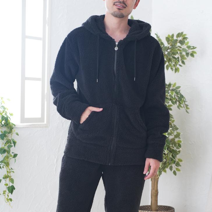 杢ボア】SALE メンズ 杢ボア ZIP ジップパーカー 上下セット ルーム