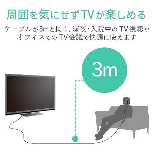 エレコム テレビ用モノラルヘッドホン セミオープン型 φ14.2mmドライバー Affinity  メーカー在庫品｜compmoto-y｜02