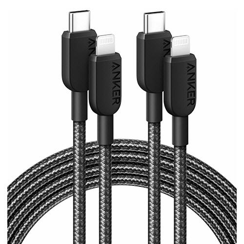 アンカージャパン ANKER 310 高耐久ナイロン USB-C&ライトニングケーブル 1.8m ブラック 1パック(2本) 取り寄せ商品