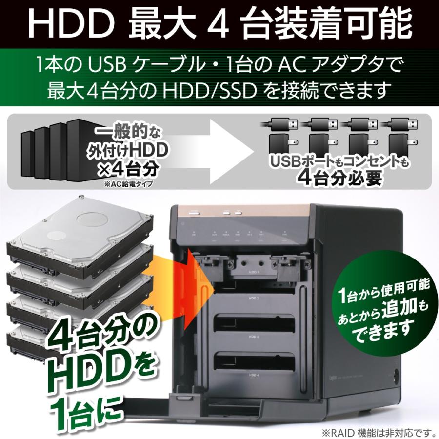 ロジテック（エレコム） LGB-4BNHUC USB3.1(Gen2)対応4bayHDDケース/ブラック メーカー在庫品｜compmoto-y｜02