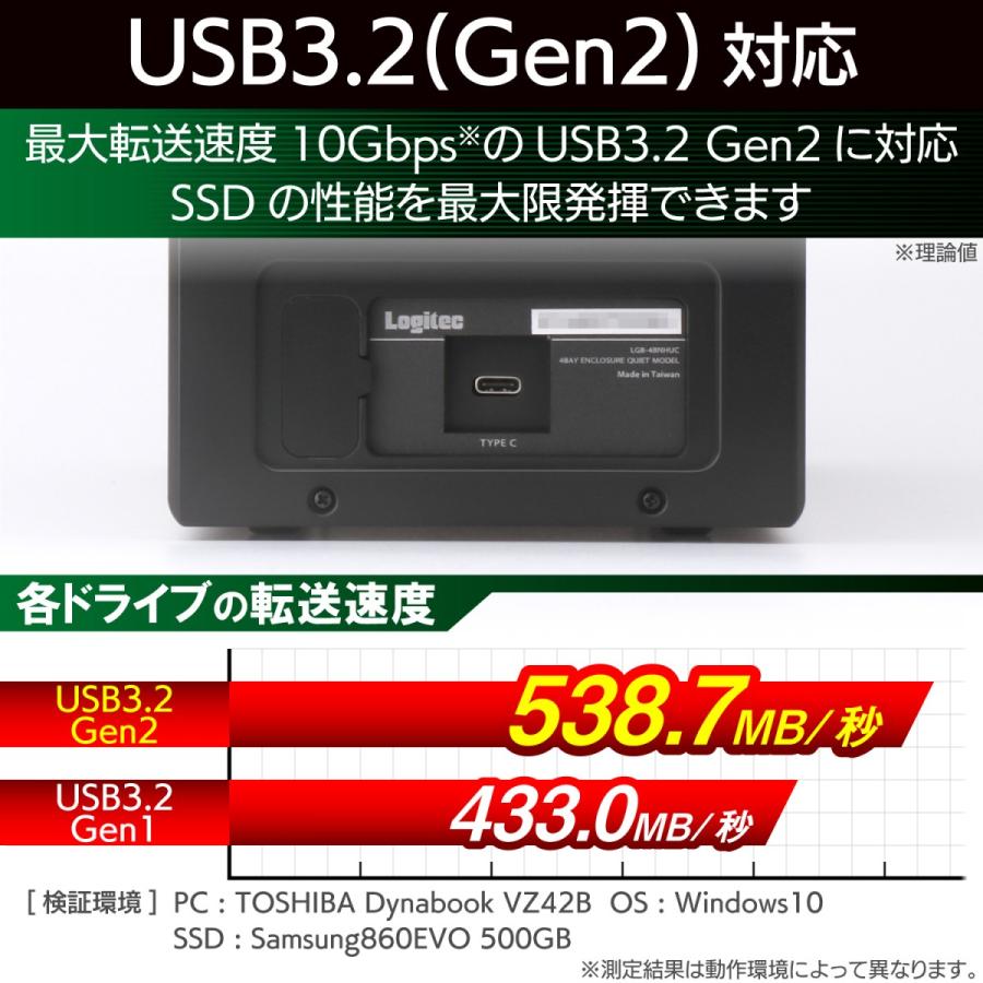 ロジテック（エレコム） LGB-4BNHUC USB3.1(Gen2)対応4bayHDDケース/ブラック メーカー在庫品｜compmoto-y｜04