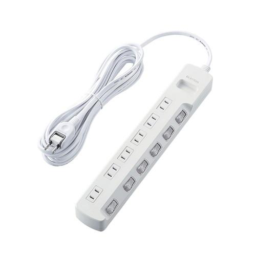 ELECOM（エレコム） 延長コード 電源タップ 5m 2ピン 6個口 個別