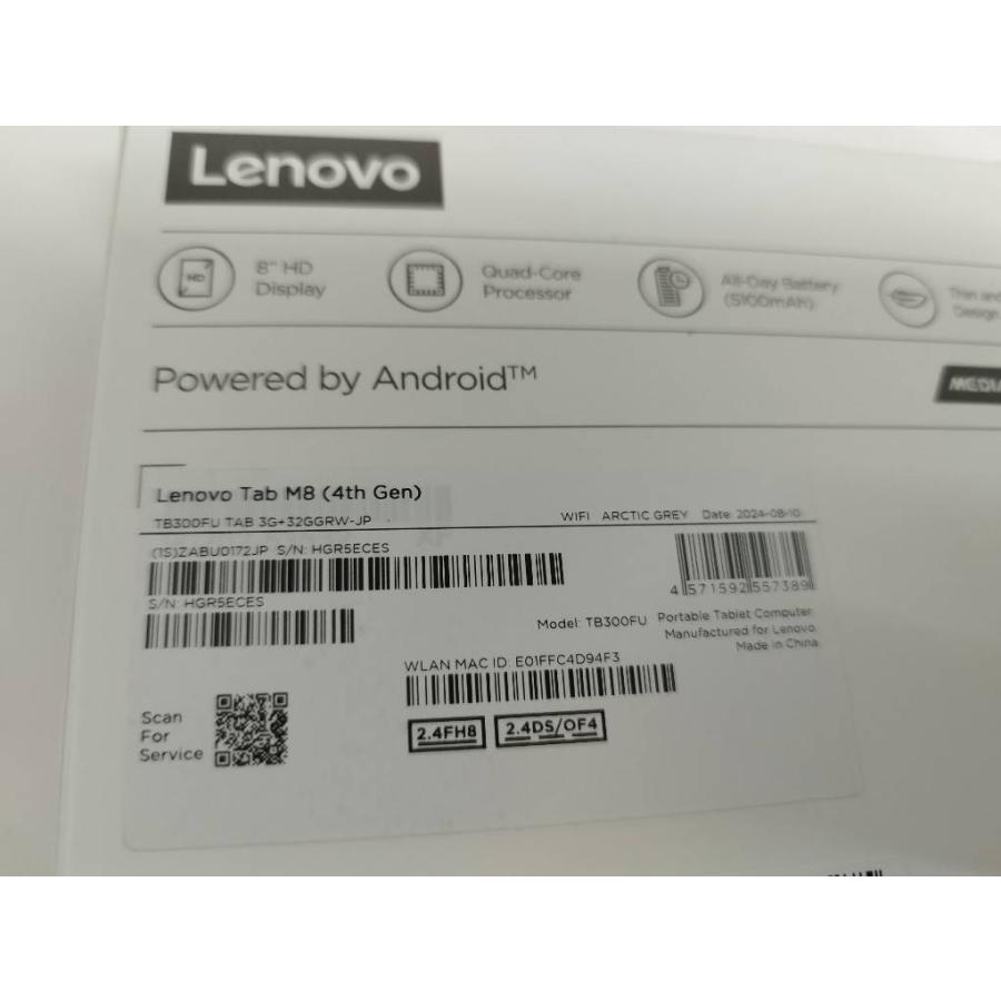 Lenovo Tab M8 4th Gen　中古／美品　TB300FU 美品】Lenovo Tab M8 4th Gen/32GB/TB300FU/タブレット/Android