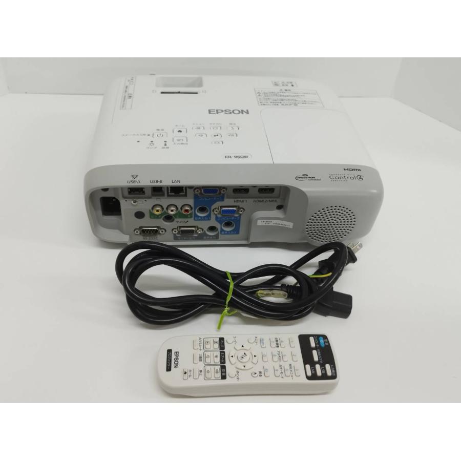 【美品】EPSON/エプソン EB-960W ビジネスプロジェクター/H863D/本体/3800lm/WXGA（使用時間：496h） | 