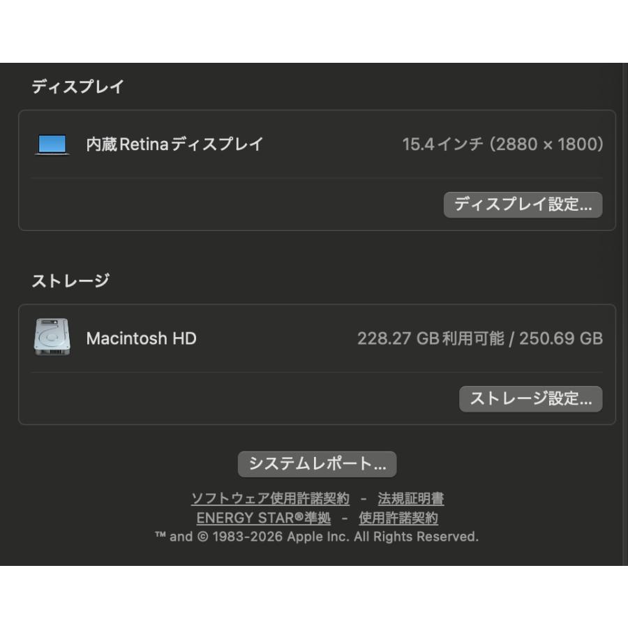 MacBook Pro（15インチ,2018）256GB/16GB〈MR932J/A〉(4) |  | 06