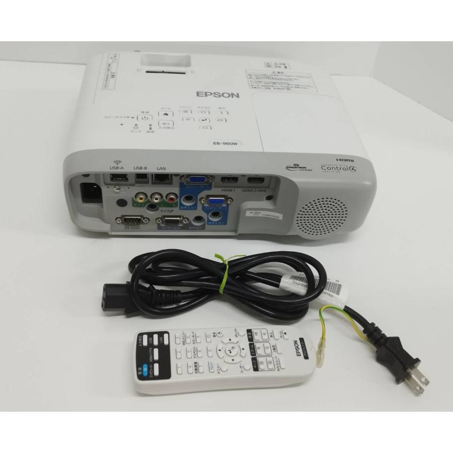 【美品】EPSON/エプソン EB-960W ビジネスプロジェクター/H863D/本体/3800lm/WXGA（使用時間：537h） | 