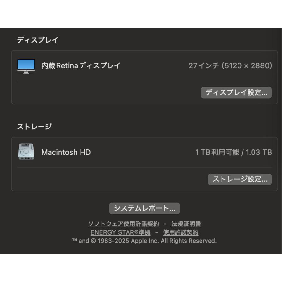 iMac（Retina 5K,27インチ,2019）1.03TB/32GB〈MRQY2J/A〉(4) : 中古