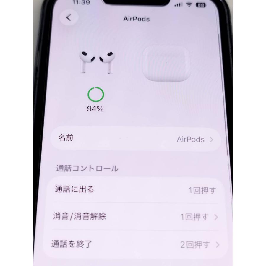 美品】Apple AirPods 第3世代/A2564/ワイヤレスイヤホン/左耳のみ