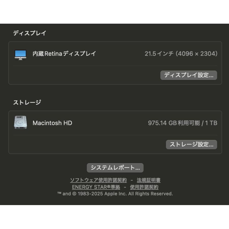 iMac（Retina 4K,21.5インチ,2019）HDD1TB/8GB〈MRT32J/A〉(5) : 中古