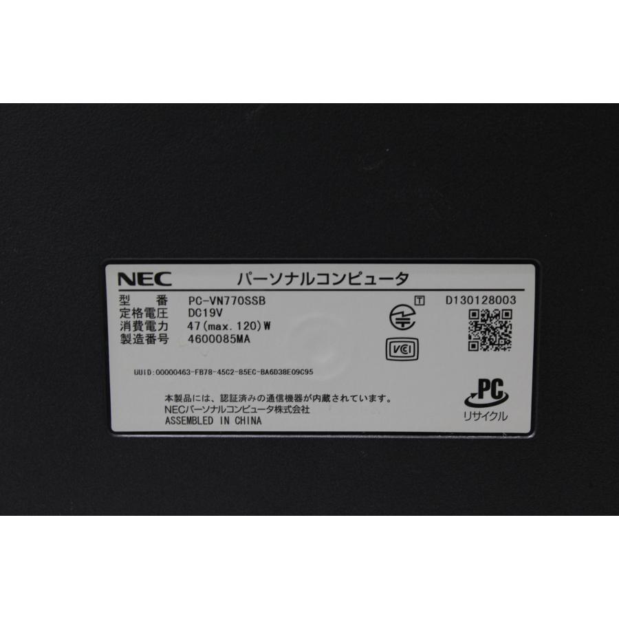 中古一体型デスクトップPC】NEC〈VALUESTAR N VN770/SSB〉Intel Core