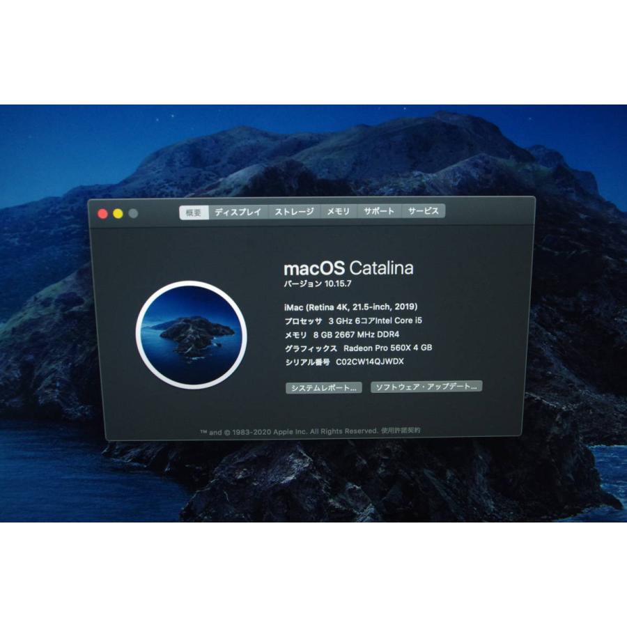 iMac A2116 MRT42J/A (Retina 4K,21.5inch, 2019) OS：MacOS Catalina 10.15