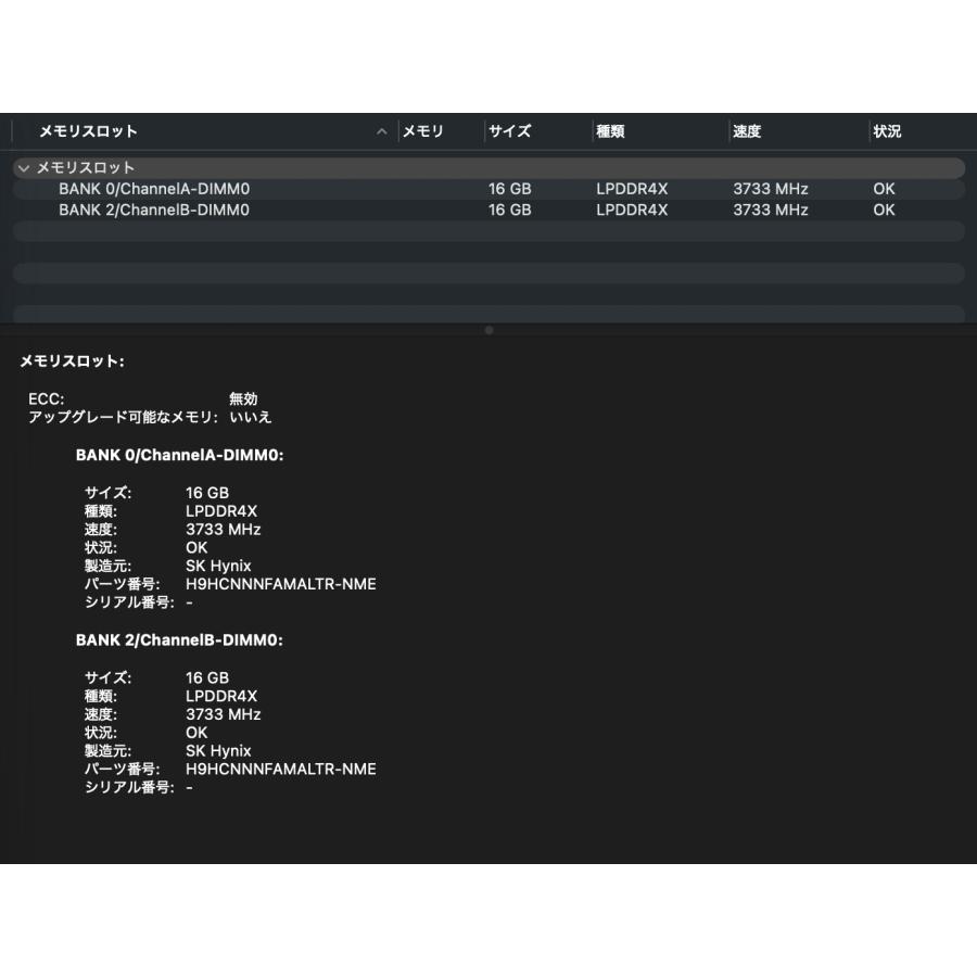 MacBook Pro（13インチ,2020,Thundeabolt 3ポート x 4）2TB/32GB 