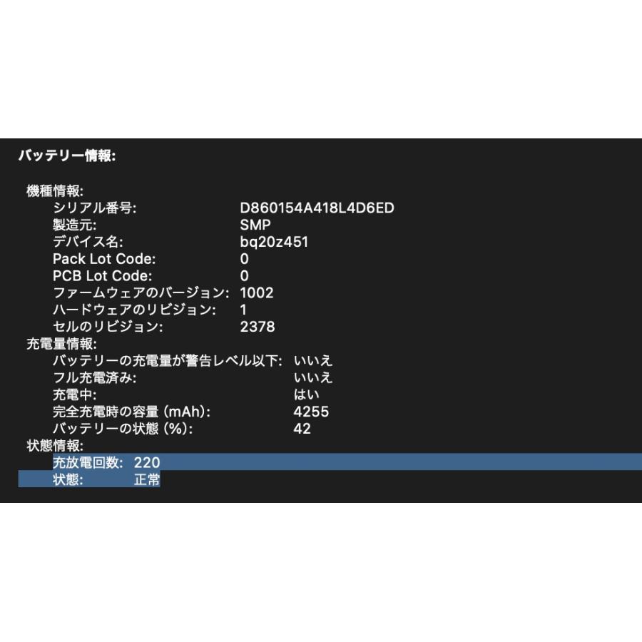 MacBook Pro（13インチ,2020,Thunderbolt 3ポートx 2）256GB/8GB〈MXK32J/A〉(5)の画像