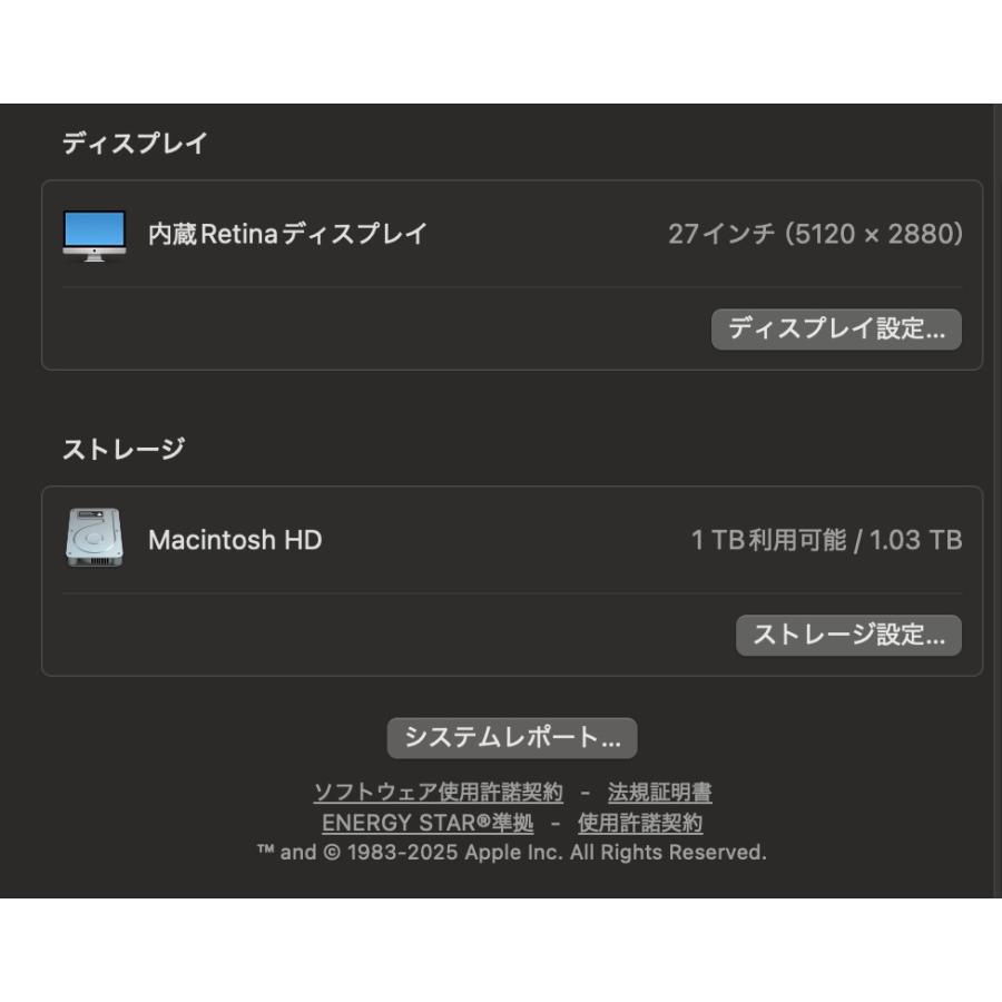 iMac（Retina 5K,27インチ,2019）1.03TB/32GB〈MRQY2J/A〉(5) : 中古
