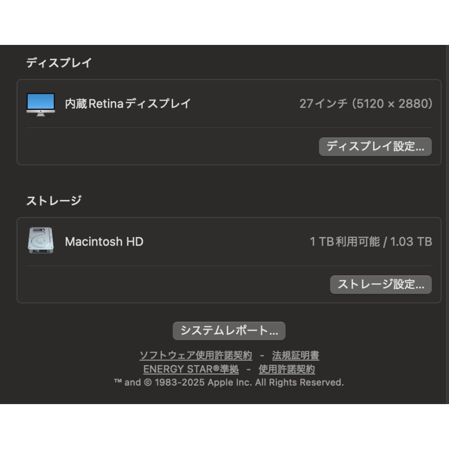 iMac（Retina 5K,27インチ,2019）1.03TB/32GB〈MRQY2J/A〉(4) : 中古