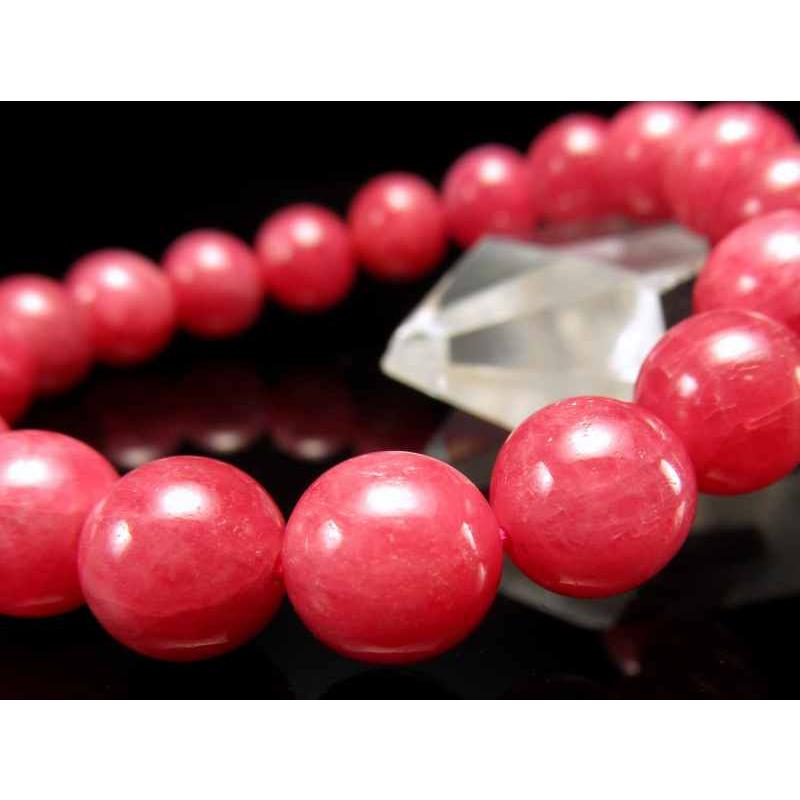 じゅわーっとくる！綺麗なロードナイト！すんごい！ 4A ロードナイトブレスレット 9.5mm-10mm×19珠 薔薇輝石 一点もの