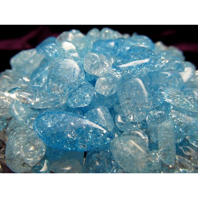 AAA ブルー 水色 カラー きらきら爆裂水晶さざれ 200グラム 粒の大きさ 約5-16mm 透明カラークラックレインボー水晶 サザレ ブルー染色 ブラジル産 sa- | ブランド登録なし | 02