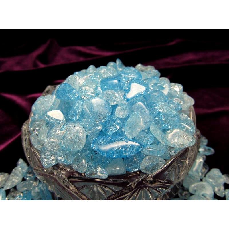 AAA ブルー 水色 カラー きらきら爆裂水晶さざれ 200グラム 粒の大きさ 約5-16mm 透明カラークラックレインボー水晶 サザレ ブルー染色 ブラジル産 sa- | ブランド登録なし | 03