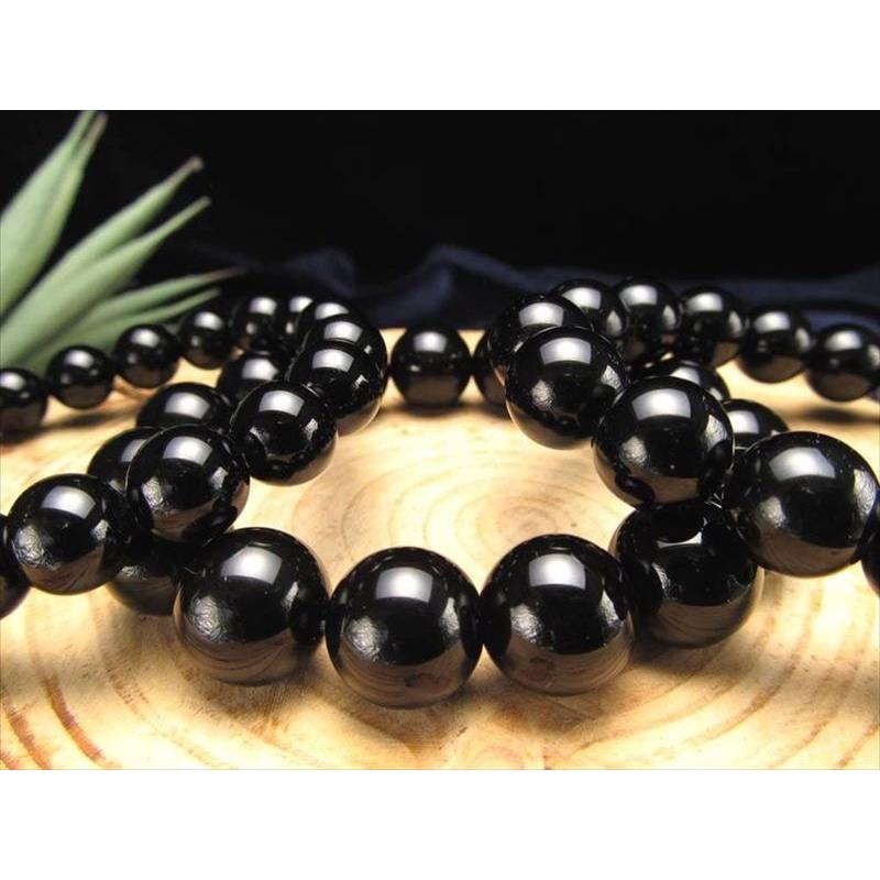 4A 大珠 黒水晶ブレスレット 12mm-12.5mm ×16珠前後 天然チベットモリオン 動画あり チベット産 bl-p パワーストーン 天然石 | ブランド登録なし | 05