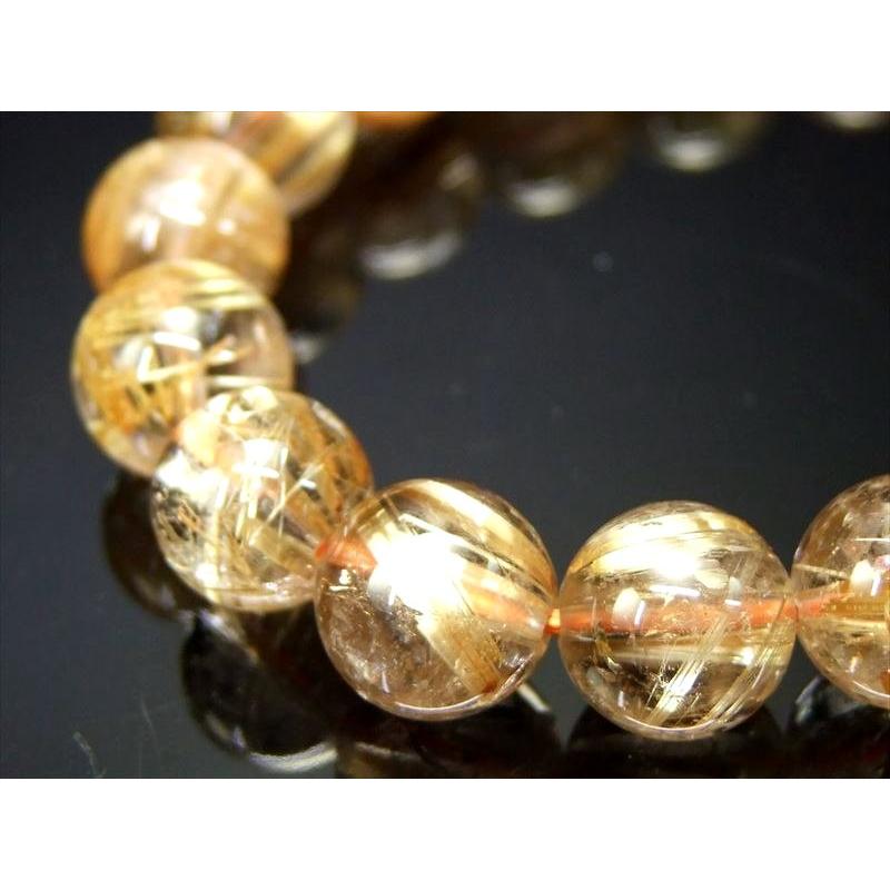 5A 超透明ゴールドタイチンルチル ブレスレット 10.5mm-11mm×19珠 