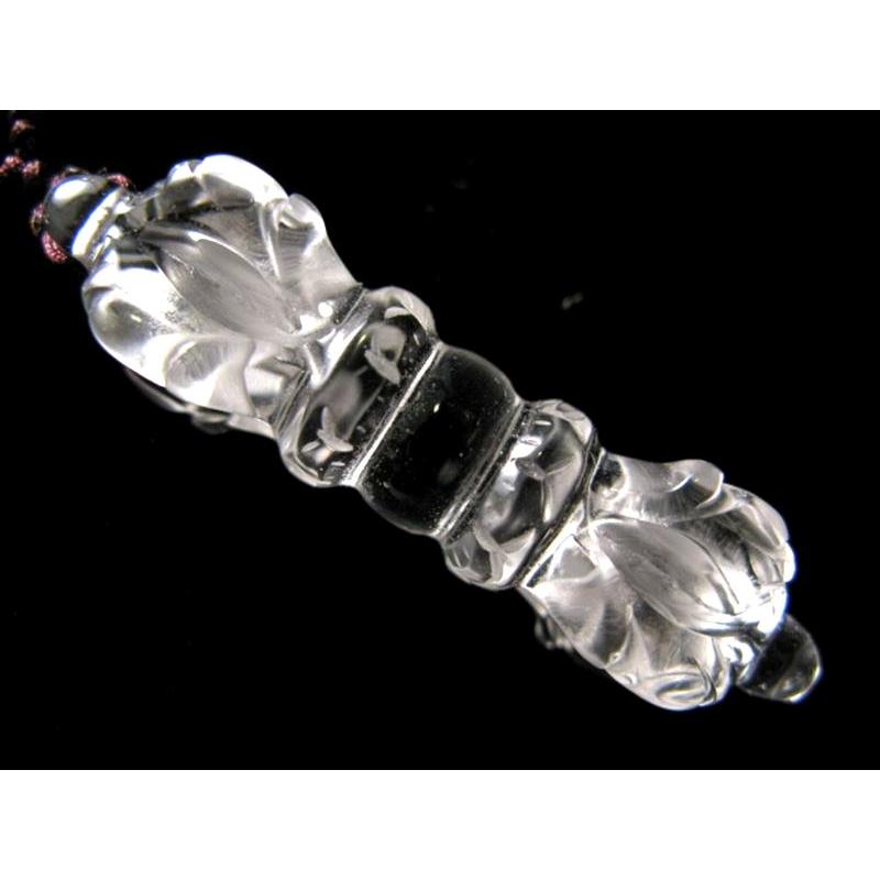 手彫り法器ネックレス 天然水晶 クリスタル五鈷杵(ヴァジュラ) 石