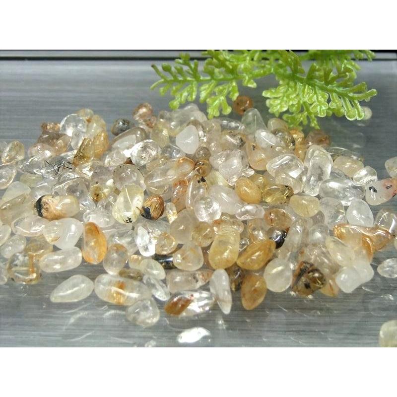 激安宣言 中粒 つるんと丸タイプ ゴールドルチルクォーツ サザレ 200g