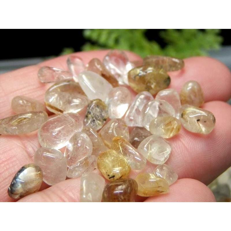 激安宣言 中粒 つるんと丸タイプ ゴールドルチルクォーツ サザレ 200g