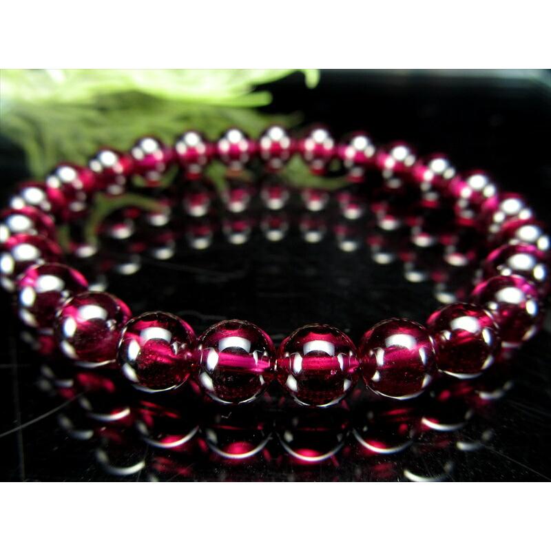 透明感抜群 5A ロードライトガーネット ブレスレット 7mm×25珠 美麗